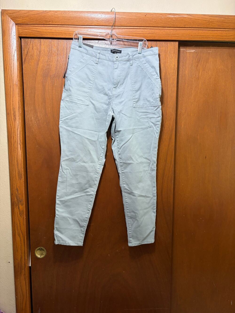 Banana Republic High Rise Twill Pants Womens 12 Gray Utility Stretch NWT